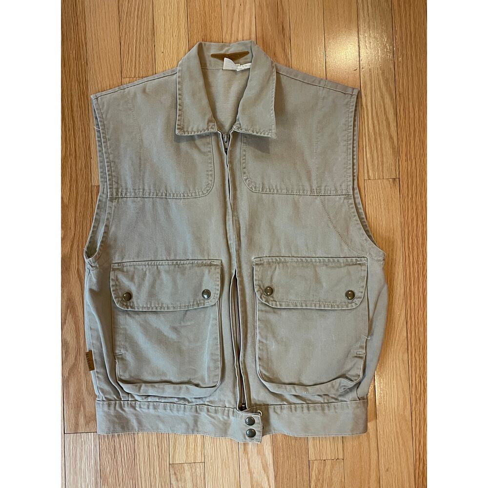 RARE Vintage 80's Outdoor Rugged Utility Vest  Reverse Safari Medium made in usa